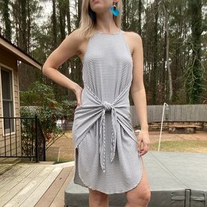 B&W Striped Tie Dress